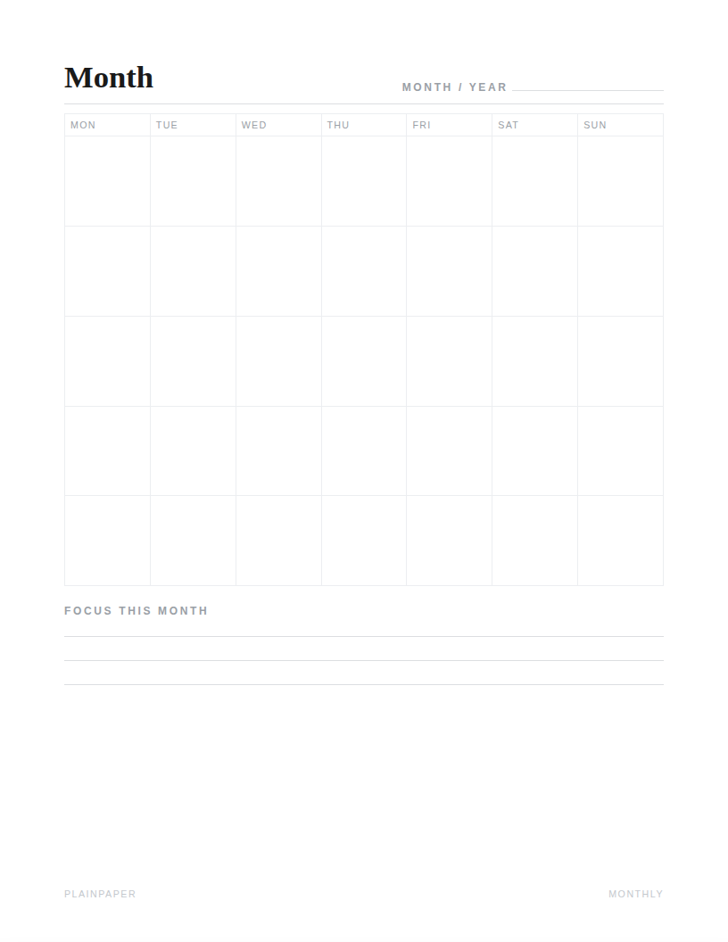 Monthly page