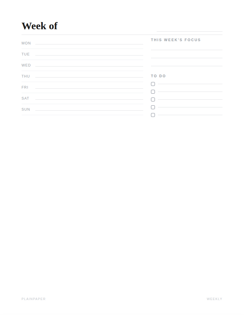 Plainpaper weekly page